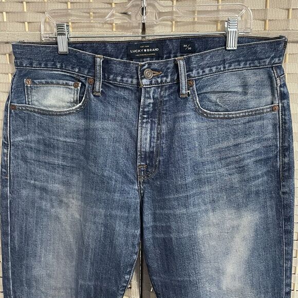 LUCKY BRAND 121 Slim Straight Jeans Men’s 34X30 Medium Wash Faded Denim - Picture 3 of 12
